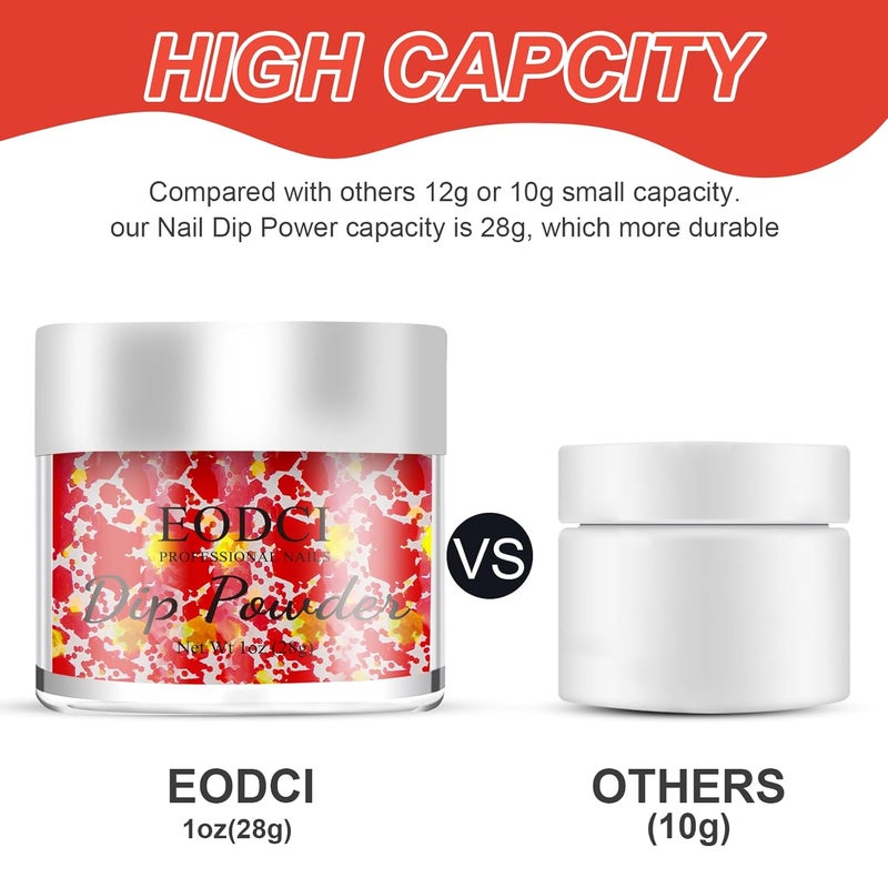eodci 1oz Glitter Sequins Red Color Dip Powder Nails Dipping Nails Long-lasting Nails No UV Light Needed, Dipping Powder French Nail Art Starter Manicure Salon DIY at Home - Image 3